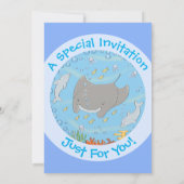 Invitation Illustration d'une mignonne raie manta et de dauph (Dos)