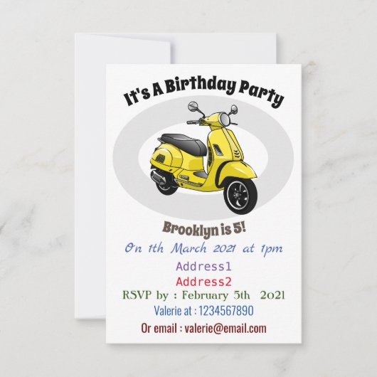 Invitation Illustration d'une moto cyclable (Devant)