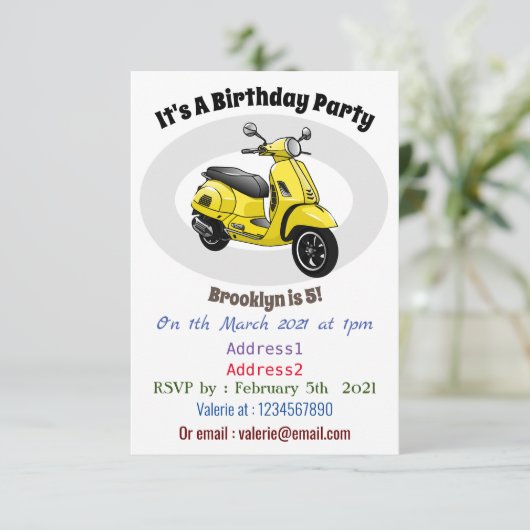 Invitation Illustration d'une moto cyclable (Debout devant)