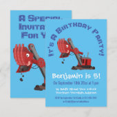 Invitation Illustration d'une pelle à vapeur rouge mou (Devant / Derrière)