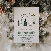 Invitation Illustration Écrite Green Christmas Trees Party