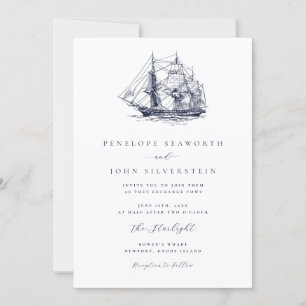 Invitation Illustration élégante de bateau nautique pour mari