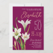 Invitation Illustration élégante de fleurs de lys blanches de (Devant)