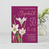 Invitation Illustration élégante de fleurs de lys blanches de (Debout devant)