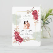 Invitation Illustration élégante des Roses rouges et des Coup (Debout devant)