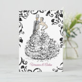 Invitation Illustration élégante d'un couple de mariage (Debout devant)