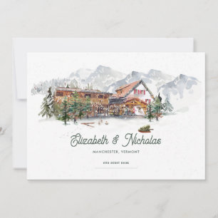 Invitation Illustration élégante d'un lieu à l'aquarelle Nu