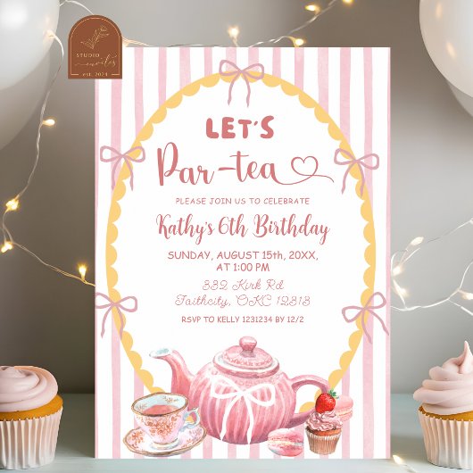 Invitation Illustration fantaisiste rose, Joyeux anniversaire