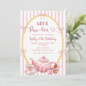 Invitation Illustration fantaisiste rose, Joyeux anniversaire (Debout devant)
