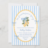 Invitation Illustration Fantaisiste Ruban Bleu Citron Mariage (Devant)