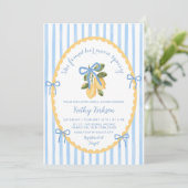 Invitation Illustration Fantaisiste Ruban Bleu Citron Mariage (Debout devant)