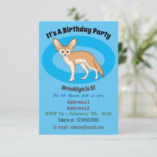 Invitation Illustration Fennec fox (Debout devant)