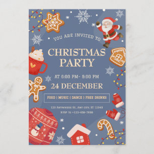 Invitation Illustration festive et mignonne de fête de Noël c