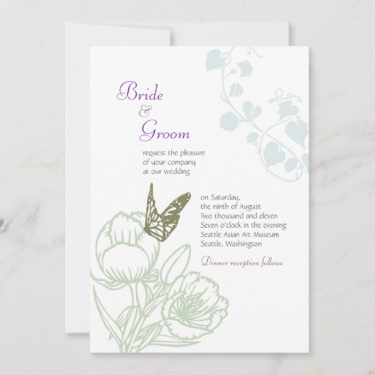Invitation Illustration Flora & Butterfly Spring Wedding (Devant)