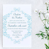 Invitation Illustration Flore & Bow Mariage bleu