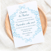 Invitation Illustration Flore & Bow Mariage bleu