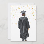 Invitation Illustration Garçon Diplômé Confettis D (Dos)