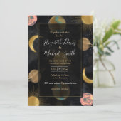 Invitation Illustration Gold Sun Moon Planètes Space (Debout devant)