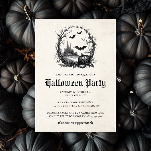 Invitation Illustration gothique Vintage de style Halloween P