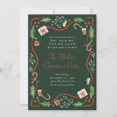 Invitation Illustration Holly Christmas Frame Fête de Noël (Devant)