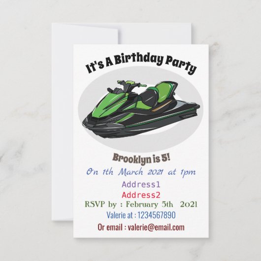 Invitation Illustration Jet ski (Devant)