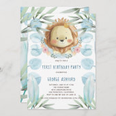 Invitation Illustration Lion Anniversaire (Devant / Derrière)