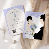 Invitation Illustration mignonne avec le Mariage RSVP du code