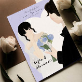 Invitation Illustration mignonne avec le Mariage RSVP du code