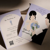 Invitation Illustration mignonne avec le Mariage RSVP du code