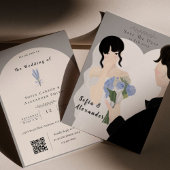Invitation Illustration mignonne avec le Mariage RSVP du code