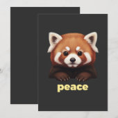 Invitation Illustration mignonne de panda roux "Paix" pour en (Devant / Derrière)
