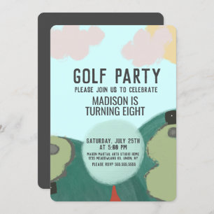 Invitation Illustration Miniature Golf Anniversaire Vert