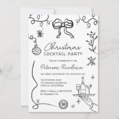 Invitation Illustration noir blanc ironique Cocktail de Noël (Devant)