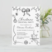 Invitation Illustration noir blanc ironique Cocktail de Noël (Debout devant)