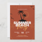 Invitation Illustration orange et noire Summer Beach Party (Devant)