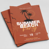 Invitation Illustration orange et noire Summer Beach Party