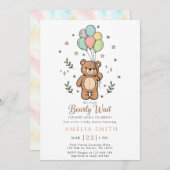 Invitation Illustration ourson mignon aquarelle shower bébé (Devant / Derrière)