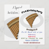 Invitation Illustration Pan flûte / panpipes (Devant / Derrière)