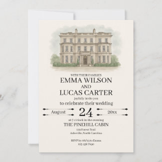 Invitation Illustration personnalisée à la main du lieu de ré