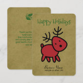 Invitation Illustration Red Christmas Reindeer (Devant / Derrière)