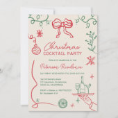 Invitation Illustration rouge ironique Noël Cocktail (Devant)