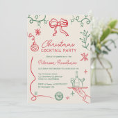 Invitation Illustration rouge ironique Noël Cocktail (Debout devant)