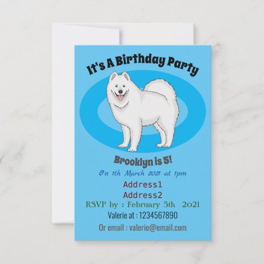 Invitation Illustration Samoyed dog (Devant)