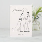 Invitation Illustration simple avec le Mariage RSVP de code Q (Debout devant)