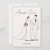 Invitation Illustration simple avec le Mariage RSVP de code Q (Devant)