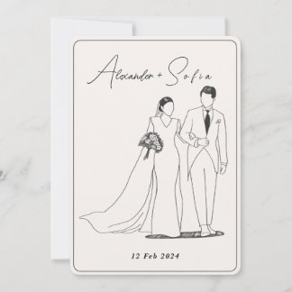 Invitation Illustration simple avec le Mariage RSVP de code Q