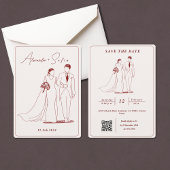 Invitation Illustration simple avec le Mariage RSVP de code Q