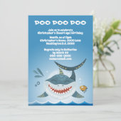 Invitation Illustration souriante de requin garçons thème fêt (Debout devant)