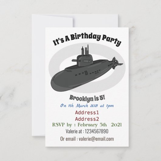 Invitation Illustration sous-marine (Devant)