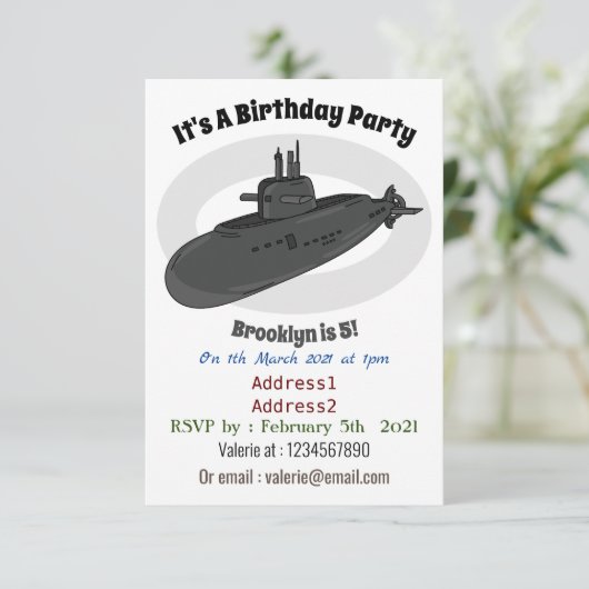 Invitation Illustration sous-marine (Debout devant)